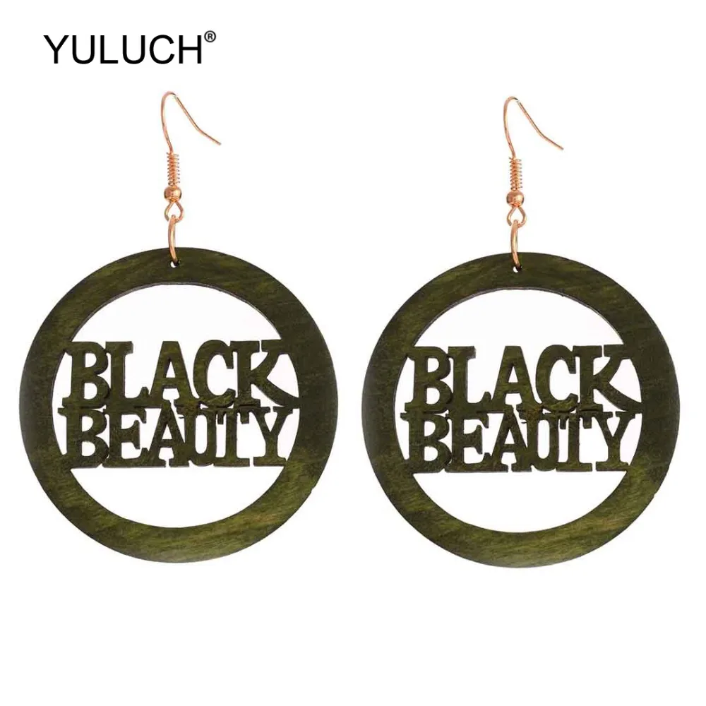 YULUCH 2019 этнические большие круглые деревянные полые буквы черные Красивые