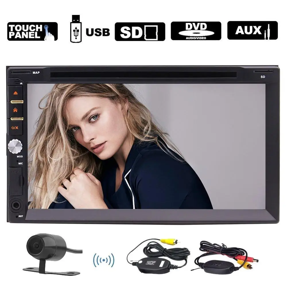 2 Din Car Stereo DVD CD Player Receiver Head Unit Radio GPS Navigator 3 Types of UI Bluetooth Capacitive Screen Remote+Camera |