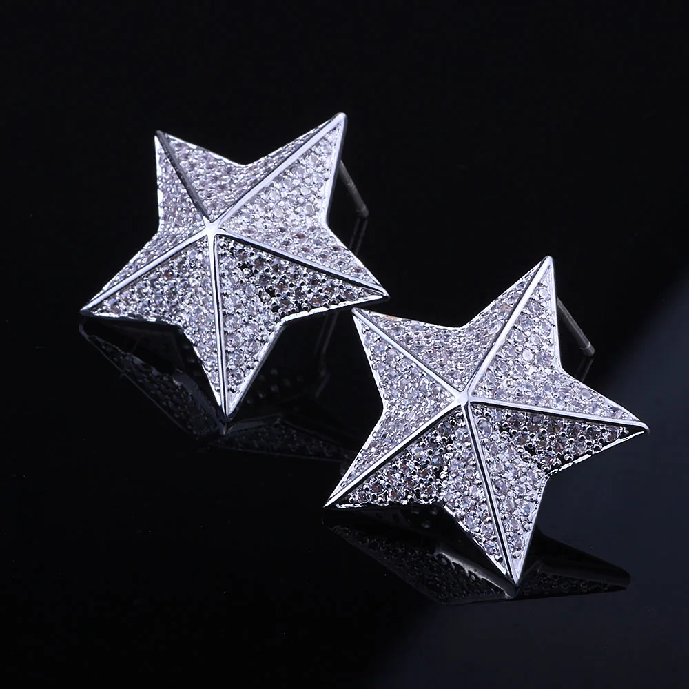 

FARLENA Jewelry Silver plated Fashion Star Shape Stud Earrings for Women Luxury zircon crystal earrings Female