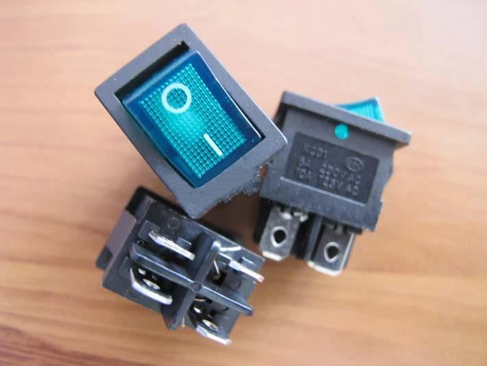 

2pcs 4 feet with light boat type switchboard switch KCD1-104N green 220V
