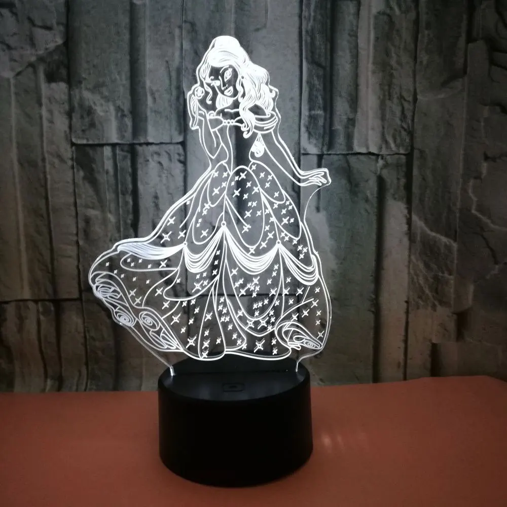 Дисней Феи Принцесса Аврора 3D светодиодный светильник для детской спальни