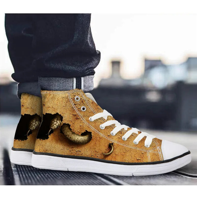 FORUDESIGNS/классическая мужская парусиновая обувь с принтом в виде карты стиле ретро