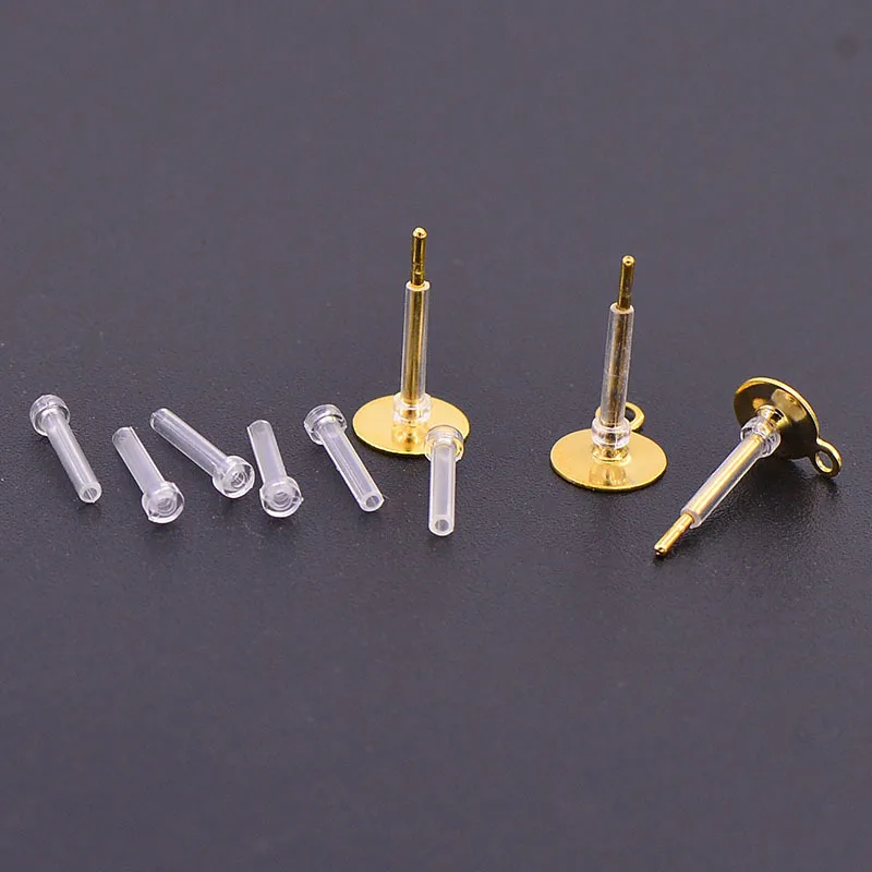 20 PCS 8*2mm Auricular Needle Tube Back Plugs Sleeve Tube Protection Stud Earrings Safety Pad Protector DIY Jewelry Findings