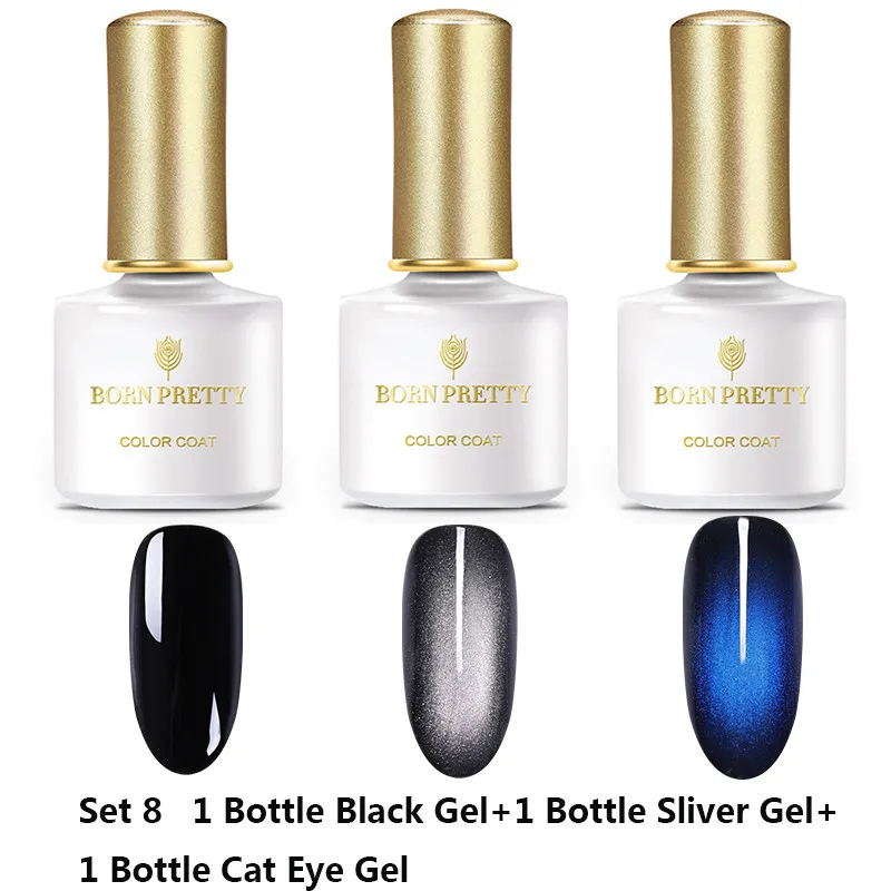 Set 8 BORN PRETTY 6 мл Гель-лак для ногтей магнитный эффект кошачьих глаз УФ-гель гламурный Хамелеон Гель-лак замачиваемый УФ светодиодный лак - Цвет: Set 8