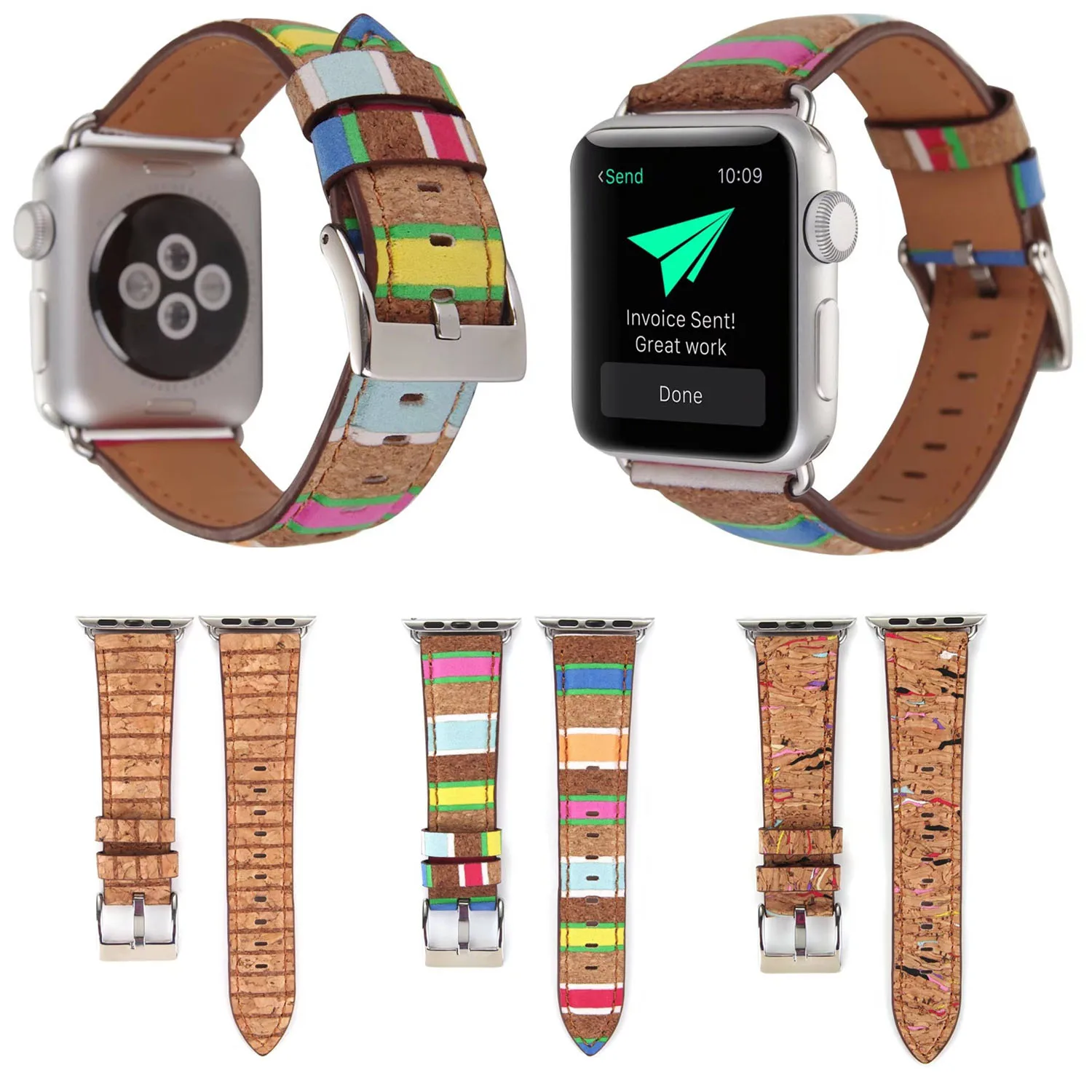 Природный рисунок древесины печати кожаный ремешок для Apple Watch Series 3 2 1 ремень