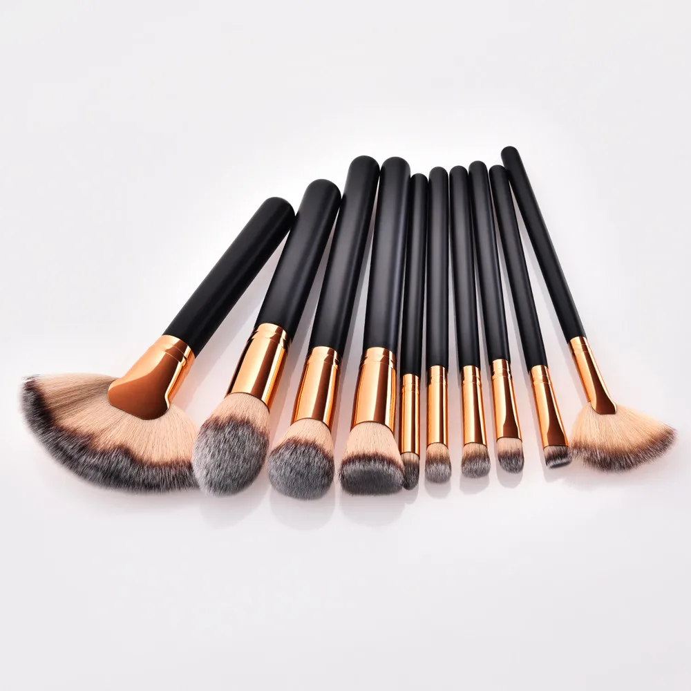 Gujhui Профессиональный Pincel de maquillaje 10 шт. модные деревянные Косметические кисти для