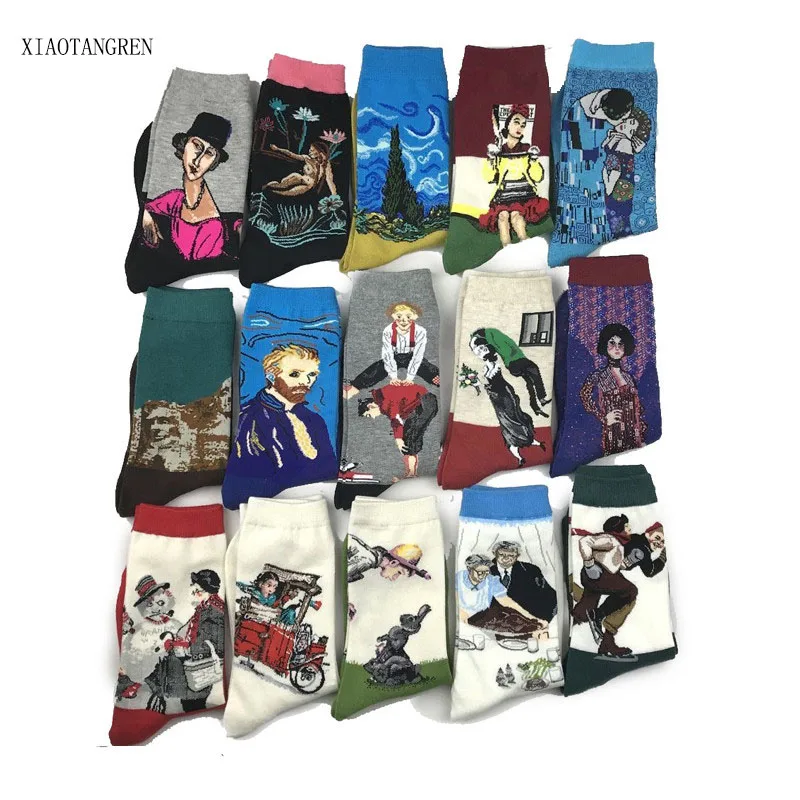 3D Retro Painting Art van gogh Socks chausette Unisex Funny Novelty Starry Night Vintage calcetines divertidos HOT Sales | Женская