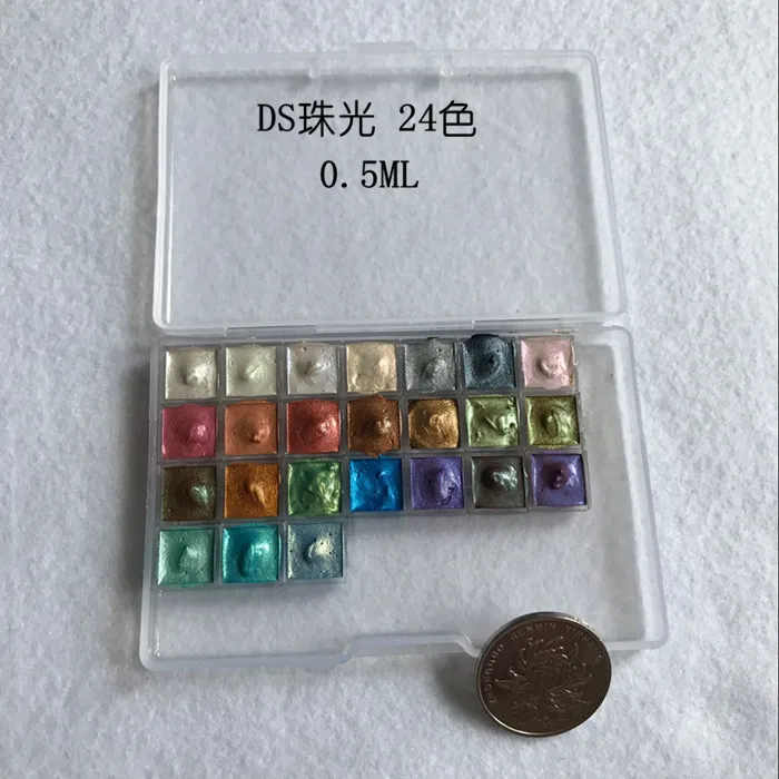 24colors-0.5ml Перламутровый цвет воды перламутровый пигмент осадков 12 24 48 цвет воды Дозирующий жемчужный цвет - Цвет: 24colors-0.5ml