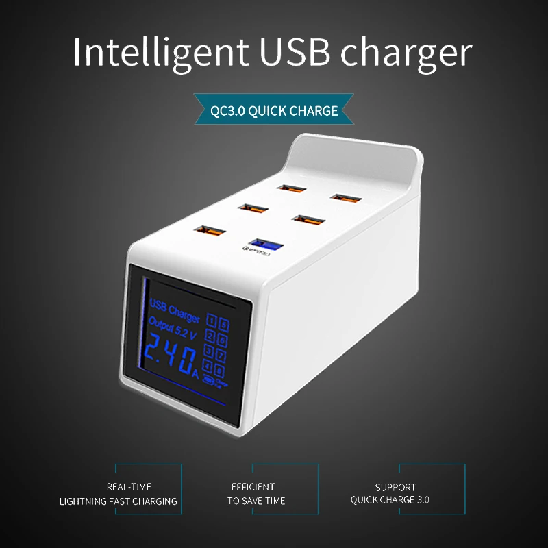 40 Вт Быстрая зарядка 3 0 Смарт USB зарядное устройство адаптер светодиодный дисплей