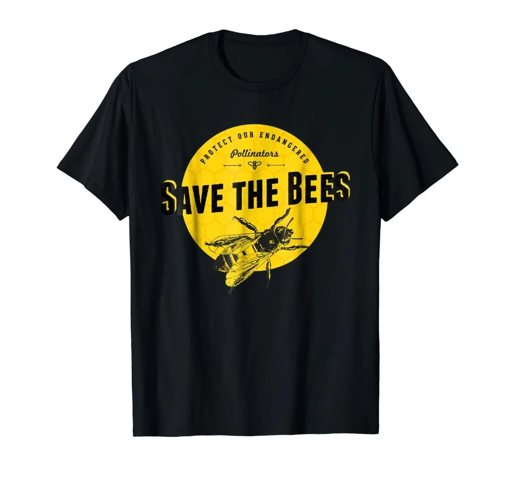 Футболка с надписью Save The Bees Сохраните наших опылителей под угрозой исчезновения