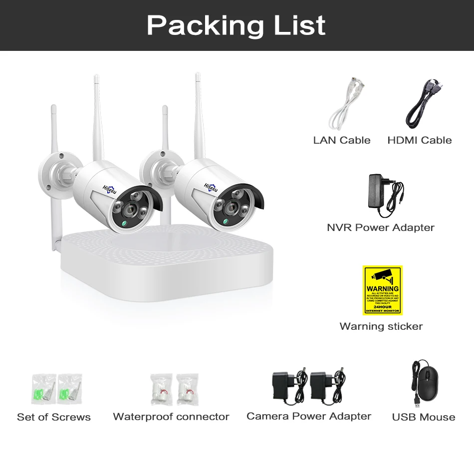 Hiseeu 4CH 960 P/1080 P двусторонний мониторинг Беспроводная CCTV камера система 2MP