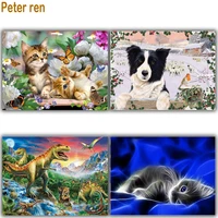 full diamond painting animal border collie picture rhinestone embroidery dinosaur square or round crystal cross stitch gift cat