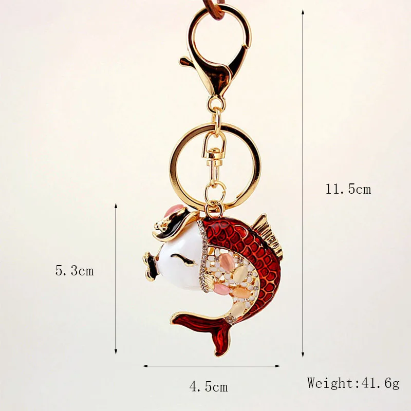 RE Creative Drop Oil Crystal Fish Key chain Holder Carp Bag Buckle Handbags Accessories Metal Pendant For Car keychains D1140 | Украшения и