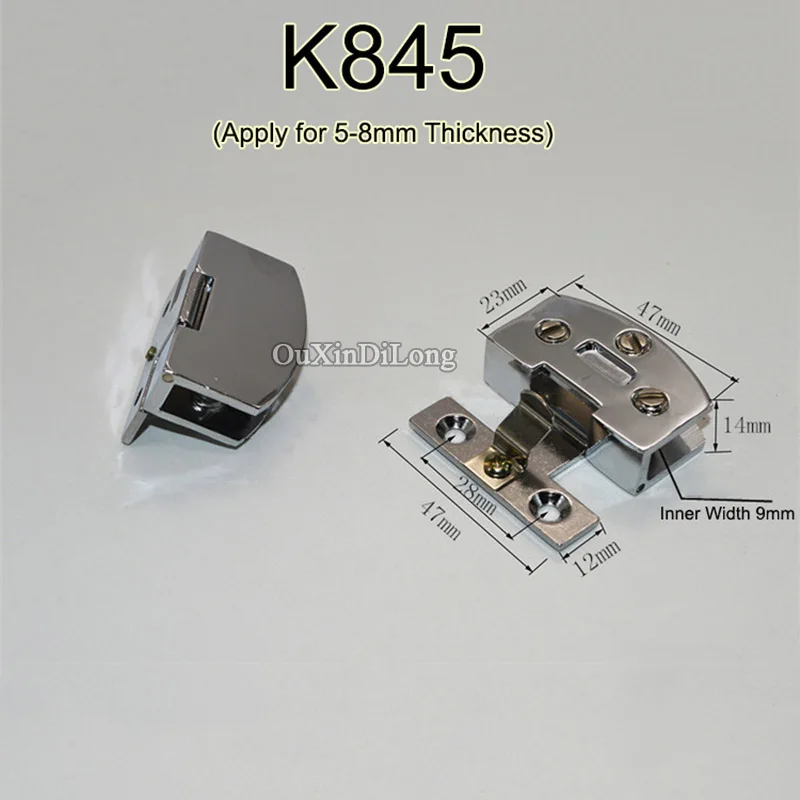 K845 1 пара = 2 шт петли для стеклянной двери шкафа вина дверные петли стеклянные петли для шкафа стеклянные зажимы без бурения - Цвет: K845