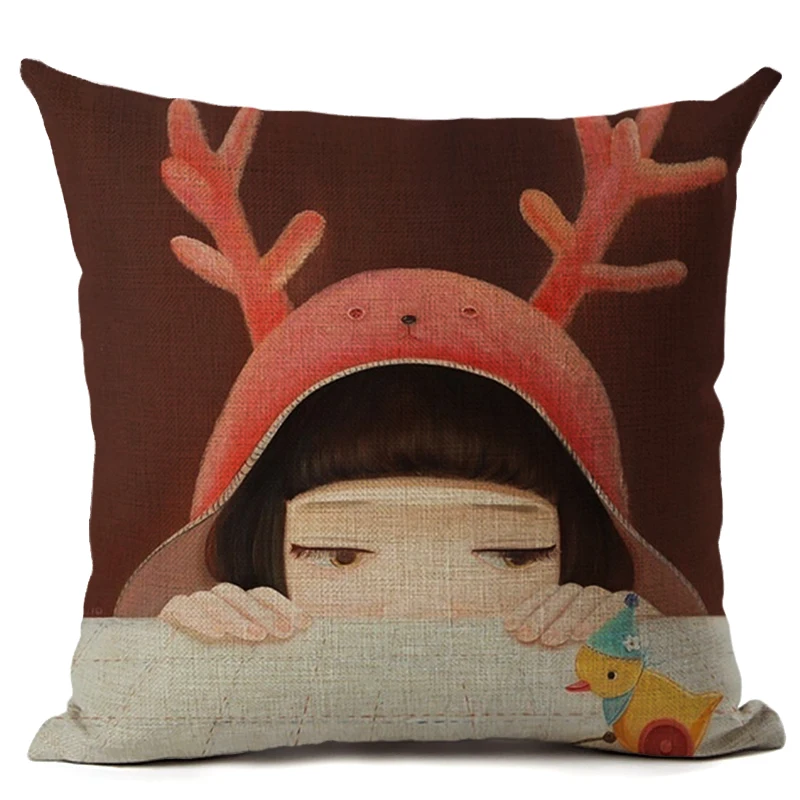 Льняные хлопковые персонажи мультфильмов для девочек на заказ чехлы подушек