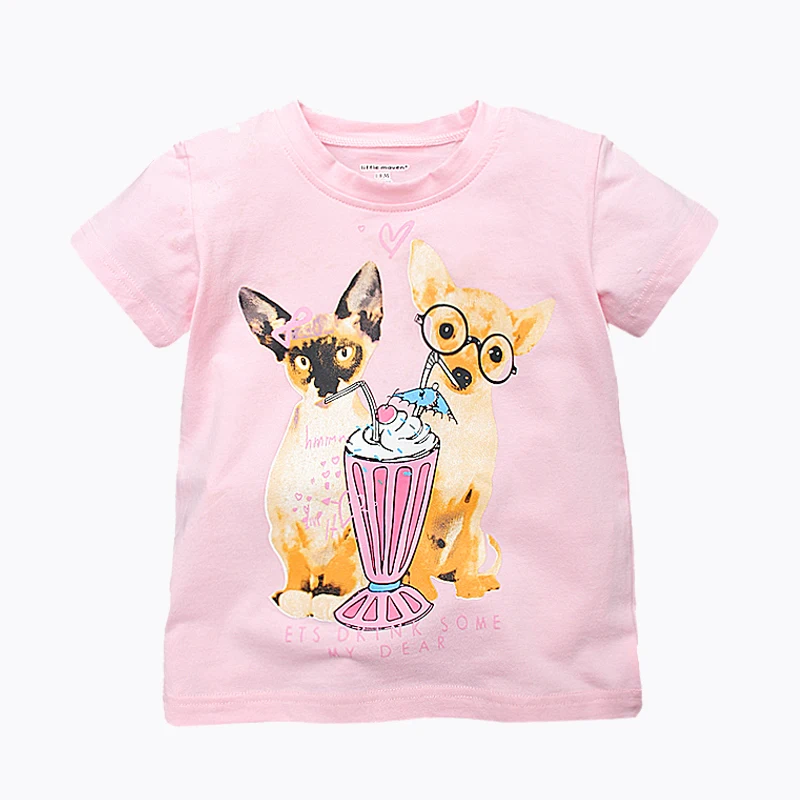

Summer New Kids Tops Short-Sleeve T-Shirts for Girls Cartoon Puppy Printed Baby Girl T-Shirt Fashion Pink Children Tees 1-6 Yrs