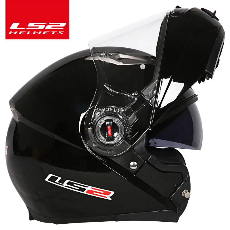 LS2 FF370 флип moto rcycle шлем casco moto двойной козырек Полный лицевой Шлем может изменить противотуманные линзы шлем moto ECE утвержден - Цвет: gloss black