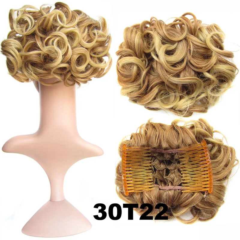 30T22 Jeedou Chignon синтетические волосы клип в волосы Updos смесь оттенков серого цвета 100 г натуральные волосы накладной пучок для волос вьющиеся шиньоны - Цвет: 30T22