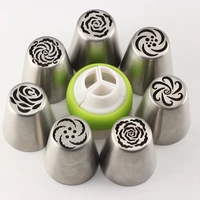 mujiang 8pcs russian nozzle set stainless steel icing cream nozzles pastry tips sugarcraft cake decoration baking pastry tools