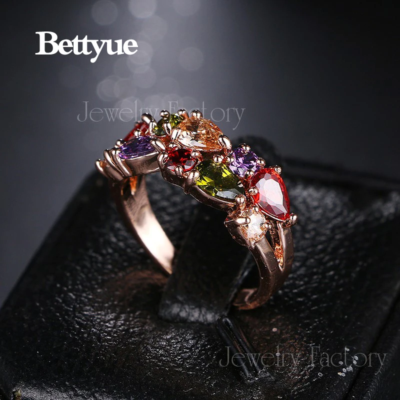 Bettyue Brand Fashion Luxury Hot Sale Monalisa Jewelry Rings AAA Multicolor Zircon Charm For Woman Wedding Party Gift | Украшения и