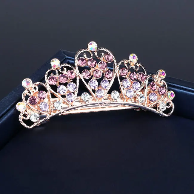 crown purple Роскошные 19 видов стилей, хрустальные стразы, заколки для волос, аксессуары для волос, заколка для девочек, свадебная корона, цветочные украшения для волос, OL для женщин - Окраска металла: crown purple