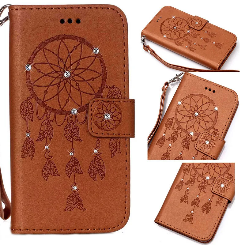 Бумажник кожи сальто case для huawei p8 p9 lite 2017 крышка P8lite P9lite Алмазный Блеск Bling Цветок