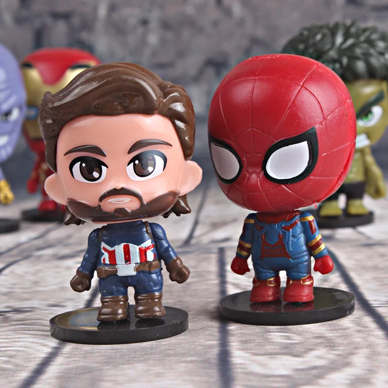 6 шт./компл. Q версия Marvel фигура Мстителей набор война бесконечности Железный