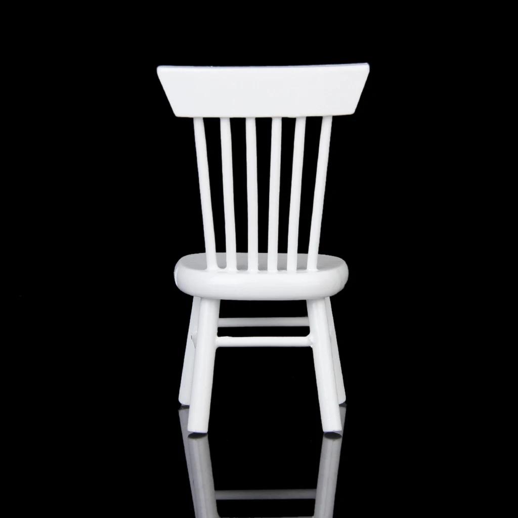 Высокое качество 1/12 кукольный домик Миниатюрный деревянный стул обеденный - Фото №1
