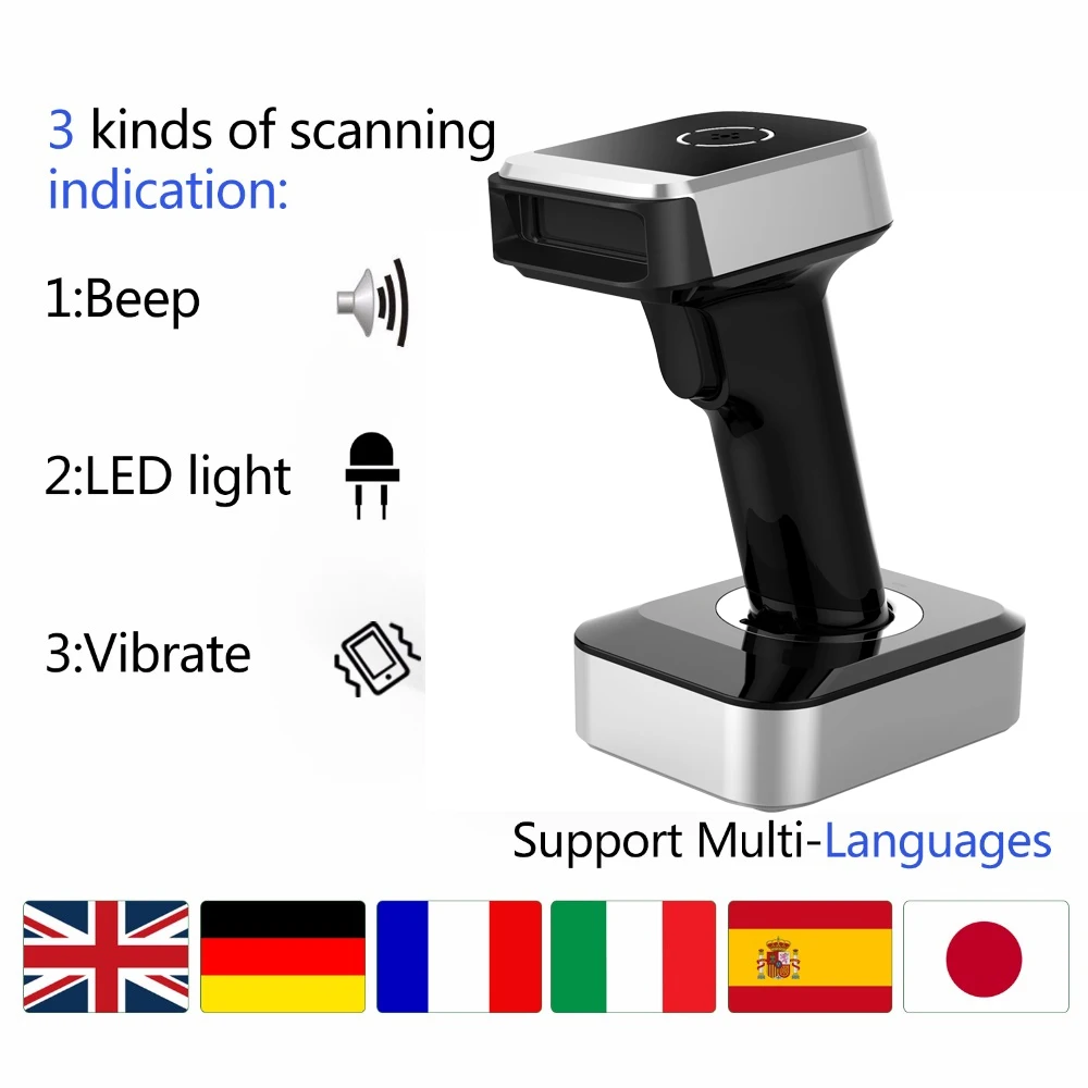 Symcode 1D 2D Bluetooth сканер штрих-кода беспроводной, PDF 417, матрица данных, qr-код считыватель, 30-100 метров беспроводной передачи расстояния