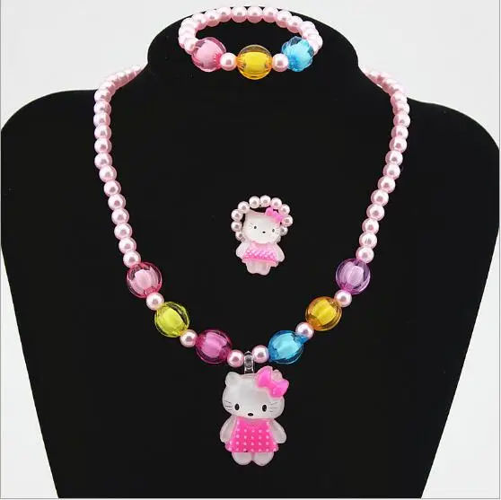 Ожерелье/браслет/кольцо с имитацией жемчуга 1 комплект = 3 шт.|jewelry sets|kids jewelry setskids |