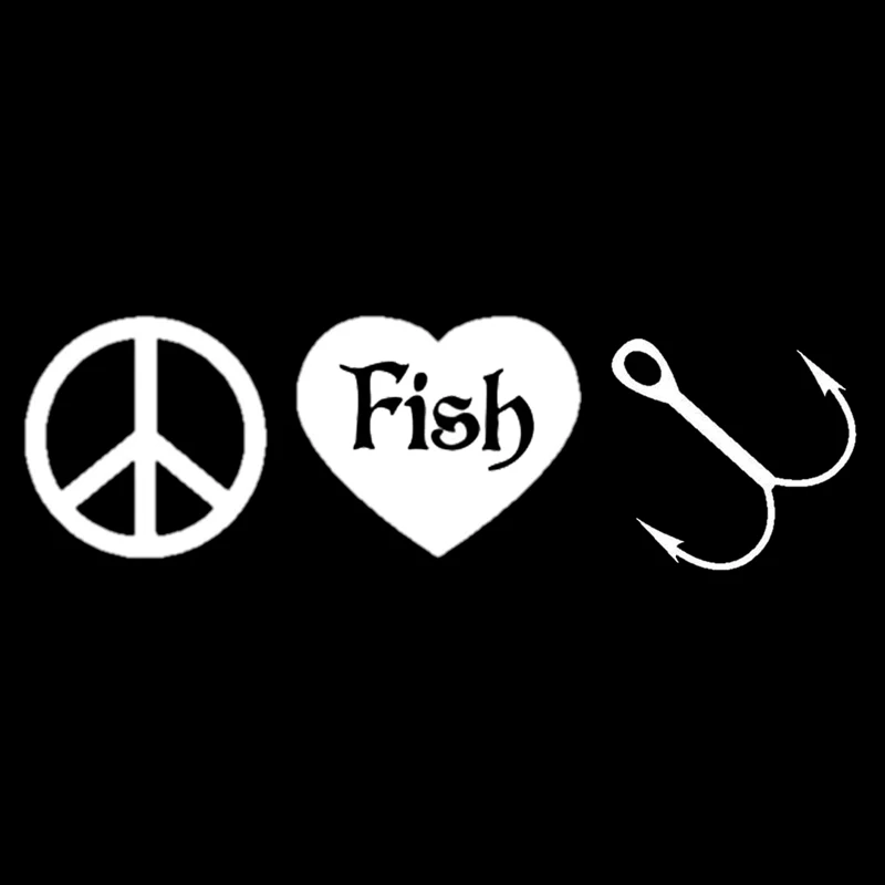 

15cm*4.6cm Peace Love Fish Hook Fashion Car-Styling Decor Vinyl Car Sticker S4-0125