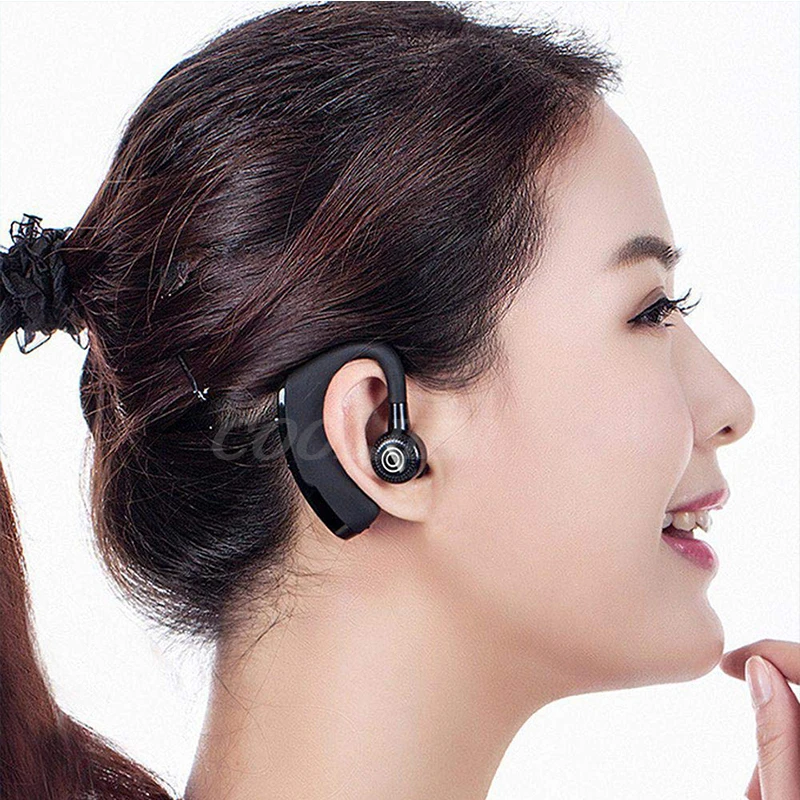 COOLJIER, новинка, беспроводные Bluetooth наушники, V9, стерео, деловая гарнитура, свободные руки, ушные крючки, наушники с микрофоном для iPhone XR X 8