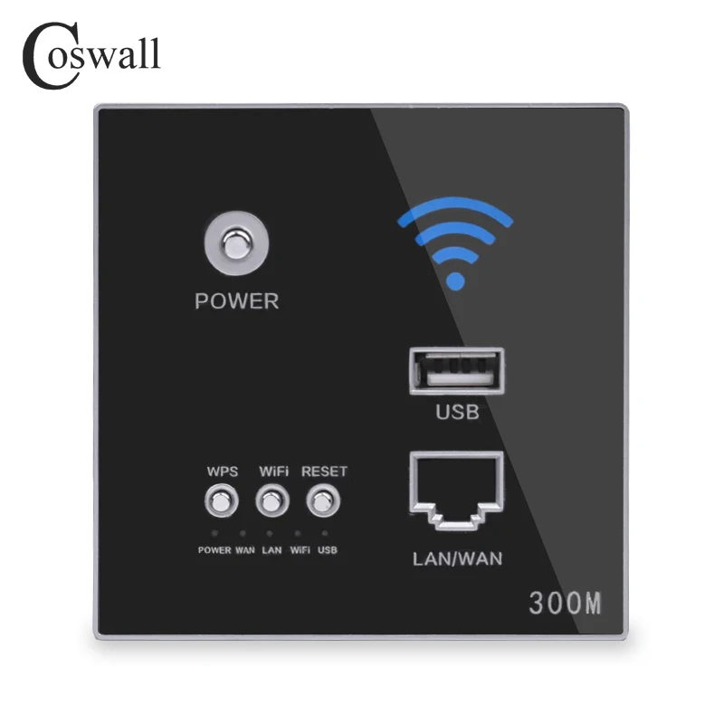 COSWALL 300 м настенный встроенный беспроводной AP маршрутизатор usb зарядный порт 1500ма выход Настенный wifi Routeur панельная розетка
