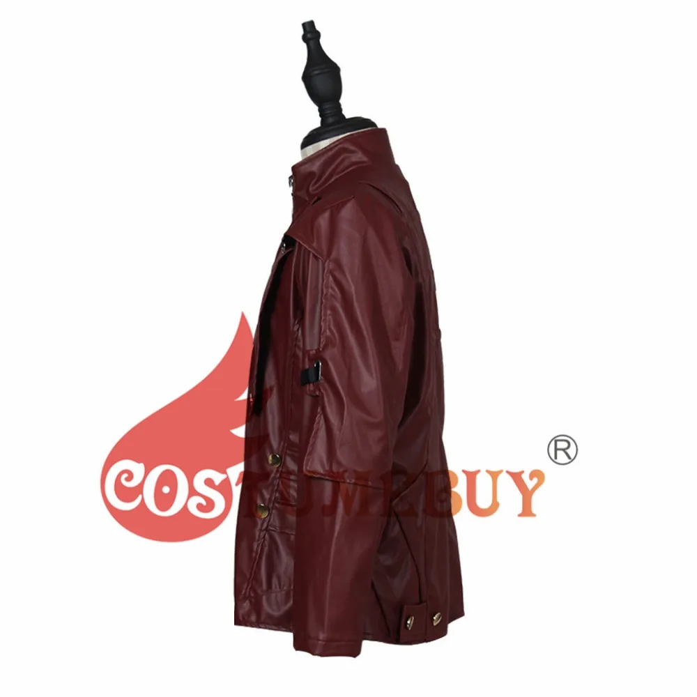 CostumeBuy стражи Галактики Косплей звезда-Лорд Питер Квилл красная куртка мужской костюм на Хэллоуин искусственная кожа короткая куртка пальто