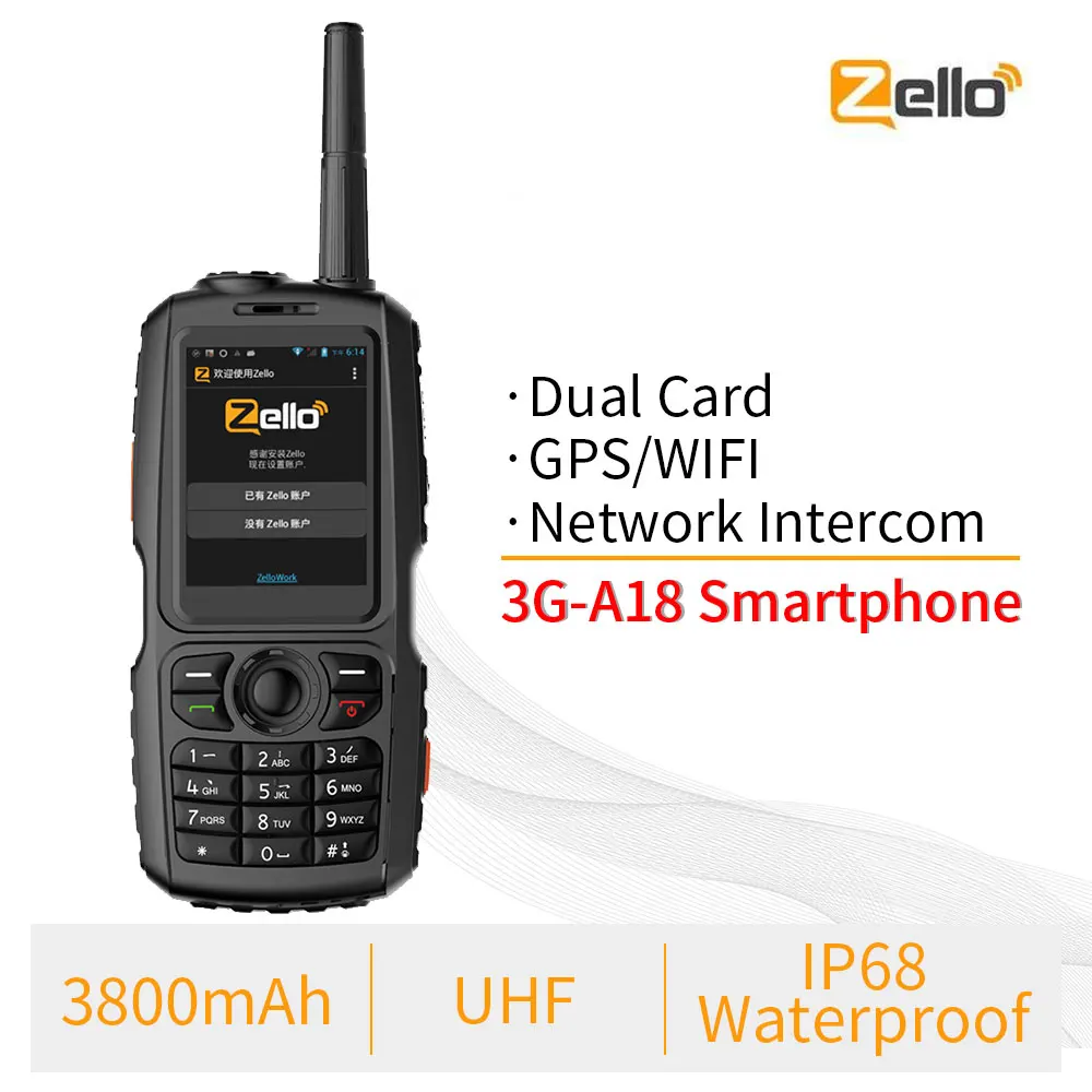 A18 IP68 Водонепроницаемый gps WCDMA GSM смартфон Двойная карта Zello мобильный телефон UHF 400