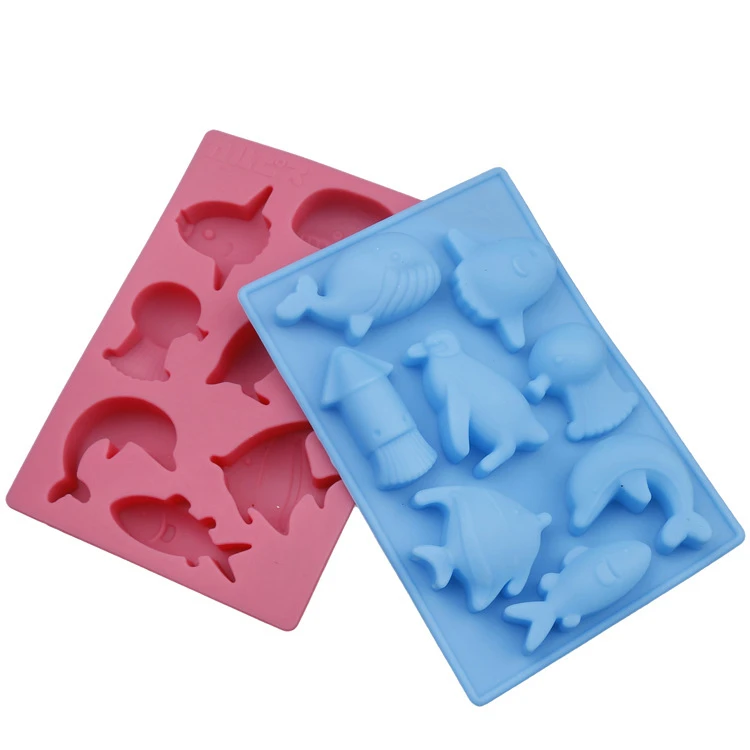 8 отверстий дельфин рыба пингвин силиконовая форма для шоколада Симпатичные