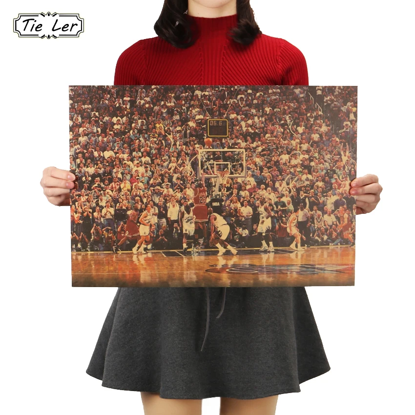 

TIE LER баскетбольная спортивная ретро-плакат из крафт-бумаги, крафт-бумага, декоративная наклейка на стену 51,5*36 см