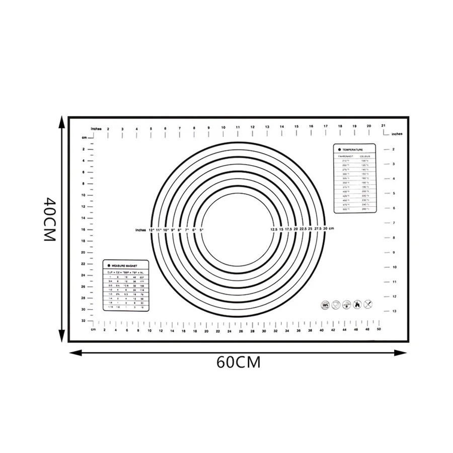 Очень большой 3" x 24" силиконовый коврик для выпечки-антипригарный нескользящий кондитерский коврик с измерениями по Leeseph(красный и черный