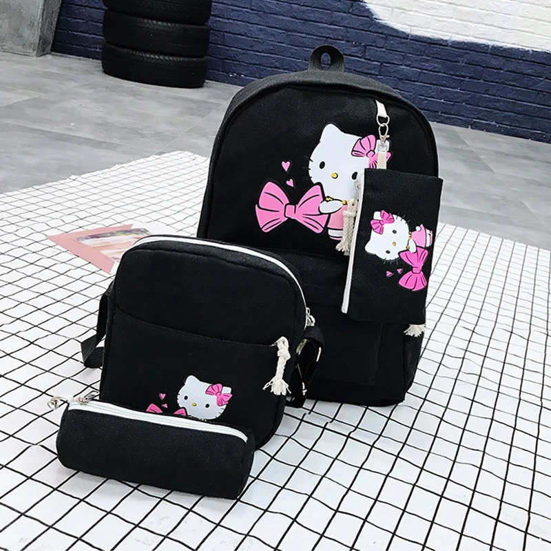 Hello kitty мультяшная сумка для девочек Кроссбоди 4 в 1 Детская тоут Холщовый плюшевый