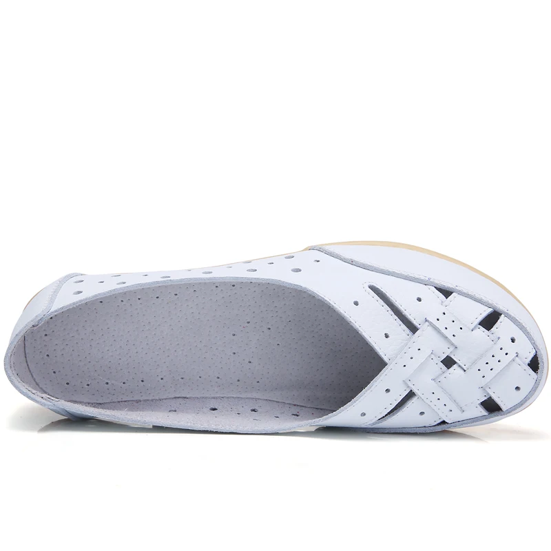 Туфли женские на плоской подошве дышащие лоферы без застежки удобная обувь для