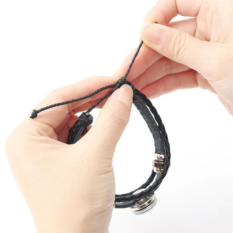 Стеклянный браслет с кабошоном Собачья лапа многослойный кожаный застежкой