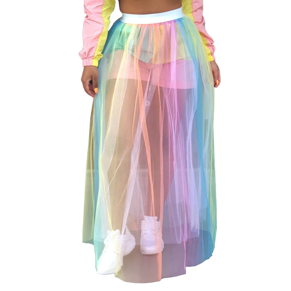 Joiekuno Print Women Casual See Through Mesh Skirts bodycon 2019 Summer Ladies Sexy Modis Party Women's Buttoms GL6120 | Женская