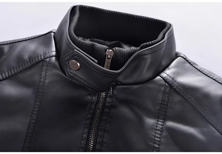 Новинка, модная мужская кожаная куртка размера плюс, XXXL, 4XL, 5XL, черного и коричневого цвета, мужская куртка из искусственной кожи с воротником-стойкой, байкерские куртки F091