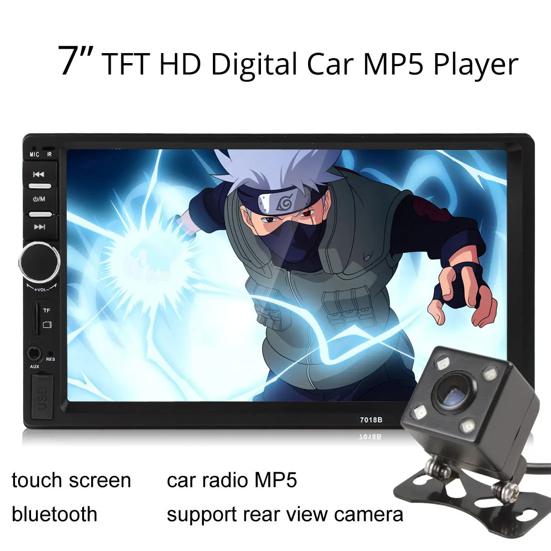 Car 7018B 2 DIN 7 Inch Bluetooth Audio in Dash Touch Screen Stereo MP3 MP5 Player USB with 87.5 ~ 108.0Mhz | Автомобили и