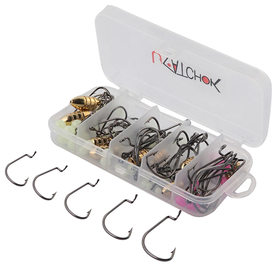 

110pcs/box crank hook texas rig copper bullet sinker bead luminous lure suit fishing accessories box combo set fishing tackle