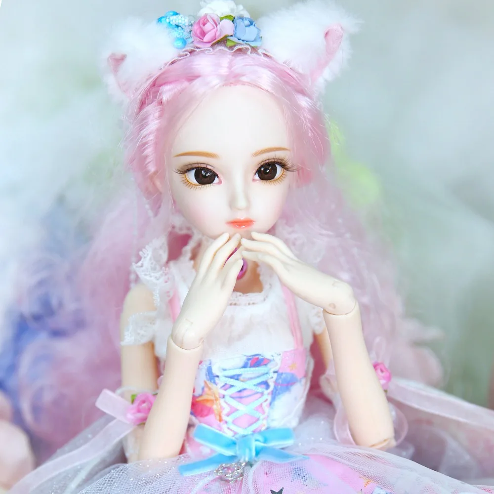 1/4 BJD Dairy Queen name by Rebecca pink hair механический шарнир розовый милый кот одежда обувь 45