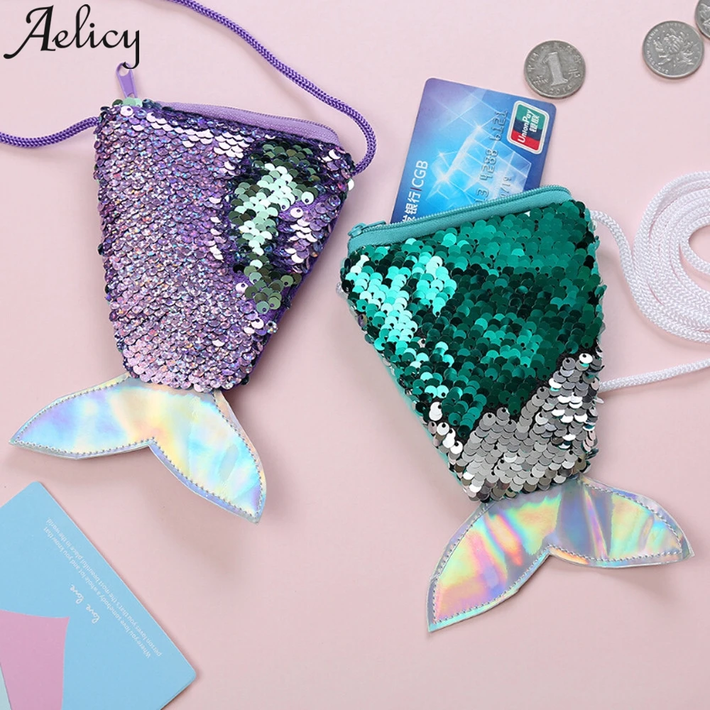 Повседневные детские мини-кошельки Aelicy с блестками и вставками милые сумочки на