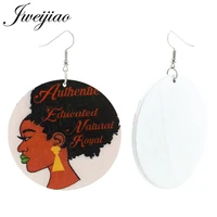 jweijiao fashion afro girl silhouette wooden jewelry earrings lady woman painted wood earrings pendant party gift wd151