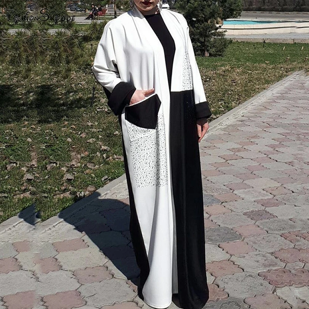 Женские мусульманские Длинные платья Abaya длинное платье кардиган в стиле пэчворк