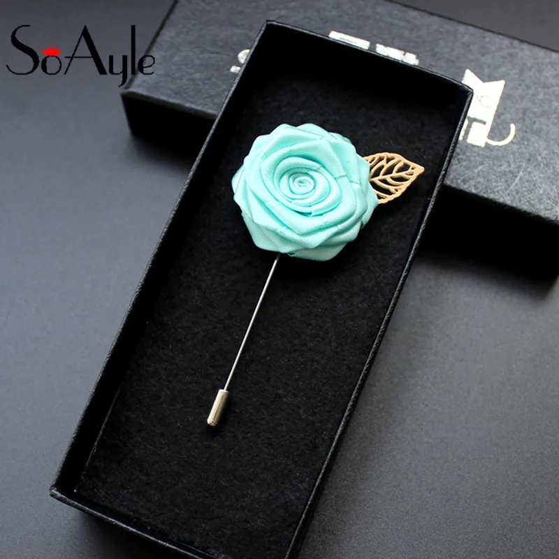 

SoAyle Men's Suit Accessory Groom Mint Brooch Pocket Square Brooch Wedding Accessories Artifical Groomsman Neckline Pin